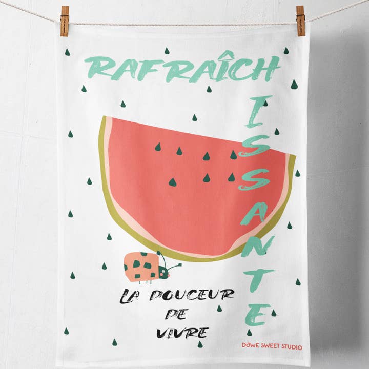 Sweet Watermelon Kitchen Towel for wholesale by Dowe Sweet Studio