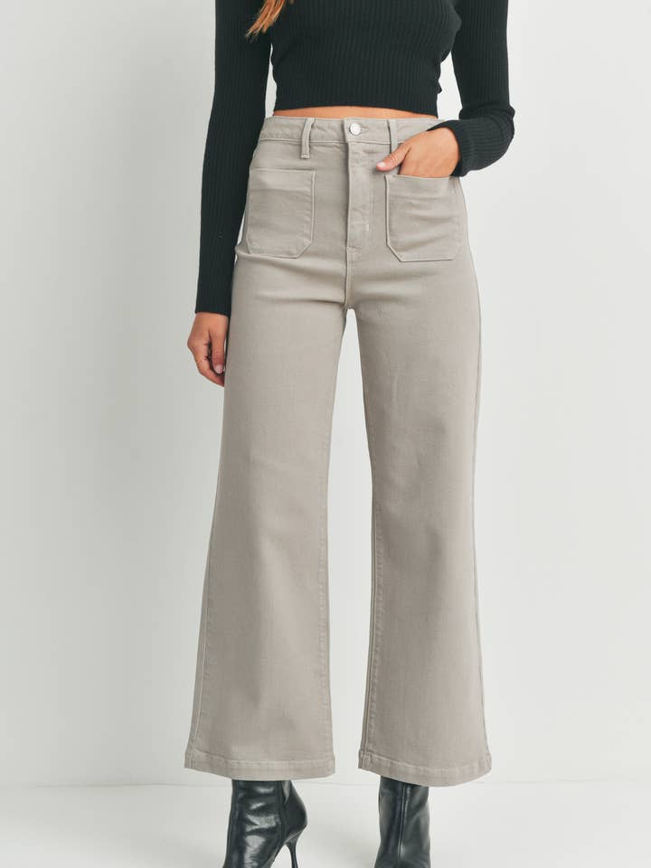 JUST BLACK DENIM - Wholesale Jeans - Women's - BP433J - MOONSTONE - Patch Pocket Wide Leg