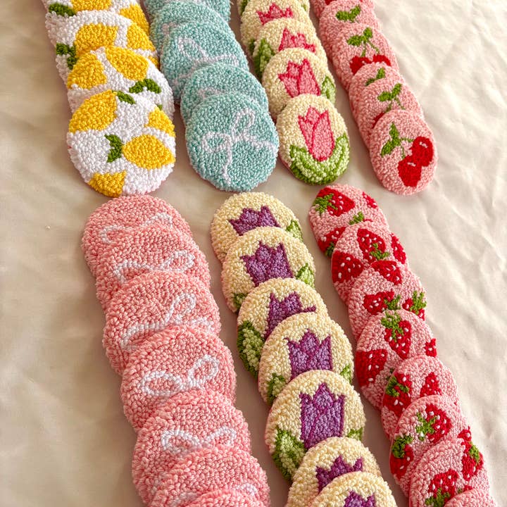 Honey Punches - Wholesale Car coaster – women's - Punch needle car coaster, handmade accessories for car decor3