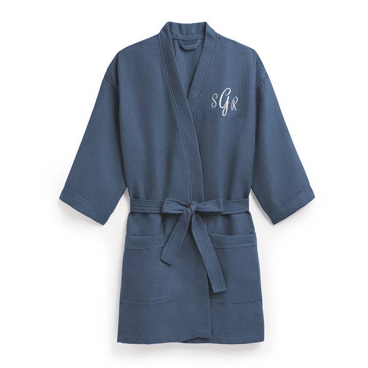 Weddingstar Inc. - Wholesale Robe - Women's - Women’s Waffle Knit Robe - Navy Blue