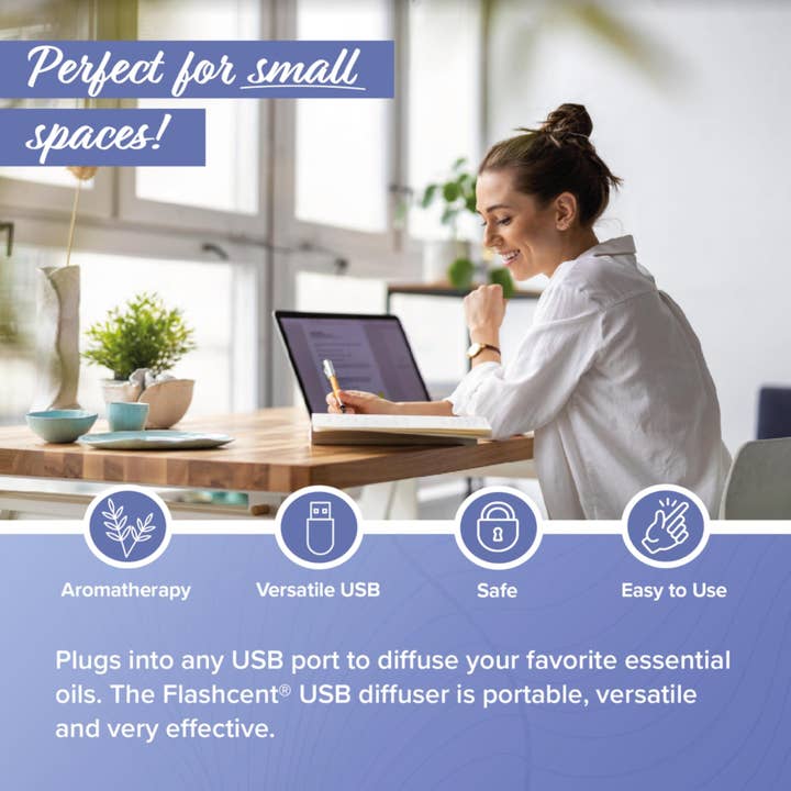 Belle Aroma® - Wholesale Electronic Diffuser - FlashScent® USB Diffuser - Blue, Lavender Essential Oil6