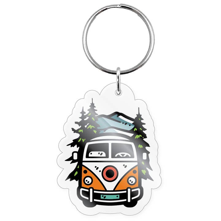 Keychain - Camping Happy Van for wholesale by Morris Magnets