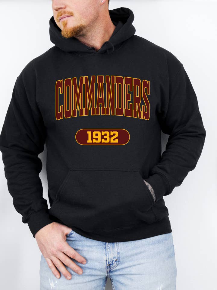 Commanders Varsity Maroon Adult Graphic Hoodie for wholesale by Uncommon Label