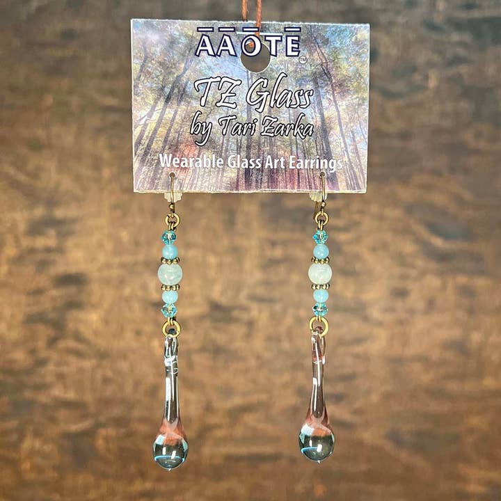 Beaded Gemstone and Glass Drops of Positivity Statement Glass Earrings for wholesale by AAOTE