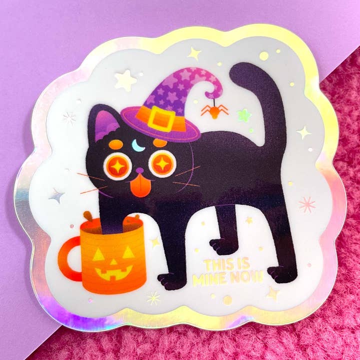 Kidnichols - Wholesale Sticker - Black Cat Halloween Sticker | Holographic | Cat lovers2