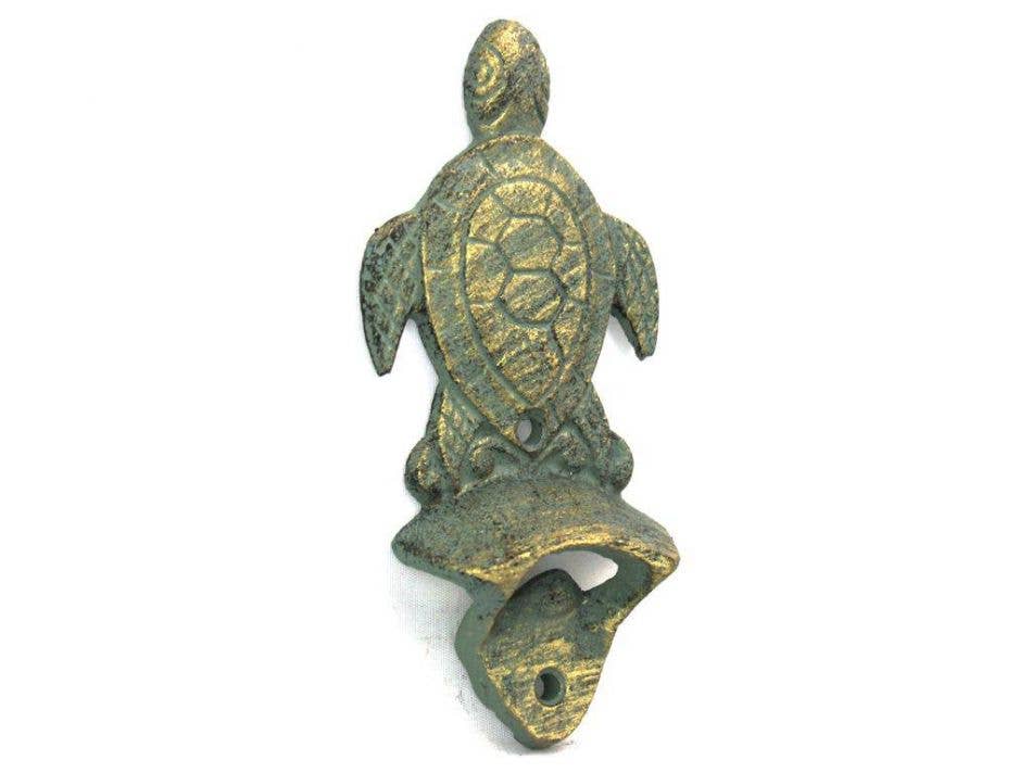 Hampton Nautical – Großhandel Flaschenöffner/Korkenzieher – Antike Bronze Gusseisen Wandmontierte Meeresschildkröte Flaschenöffner 15,2 cm2