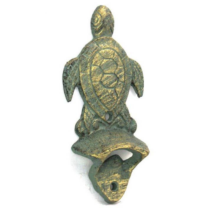Hampton Nautical - Wholesale Fles/wijnopener - Antiek brons gietijzeren wandgemonteerde zeeschildpad flesopener 6"2