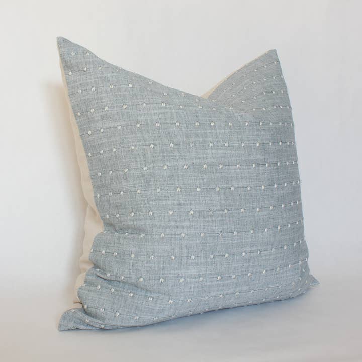 Textileish - Wholesale Throw Pillow Cover - Designer Light Blue Pillow Cover, Blue Dot Textured Pillow