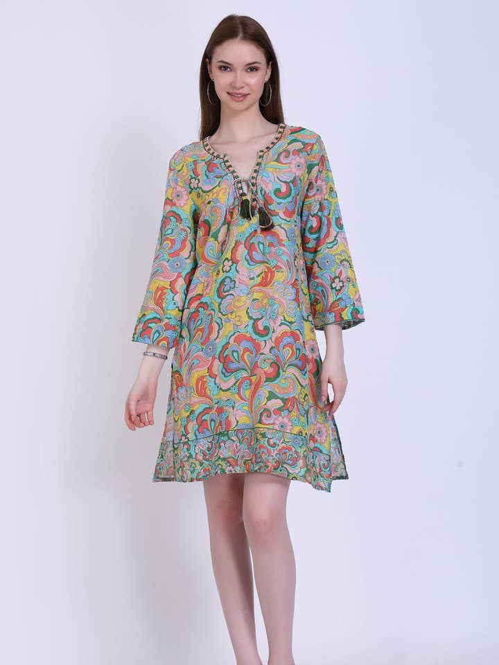 Fabiola Summer Dress With V-Neck And Long Sleeves for wholesale by JEP Holland