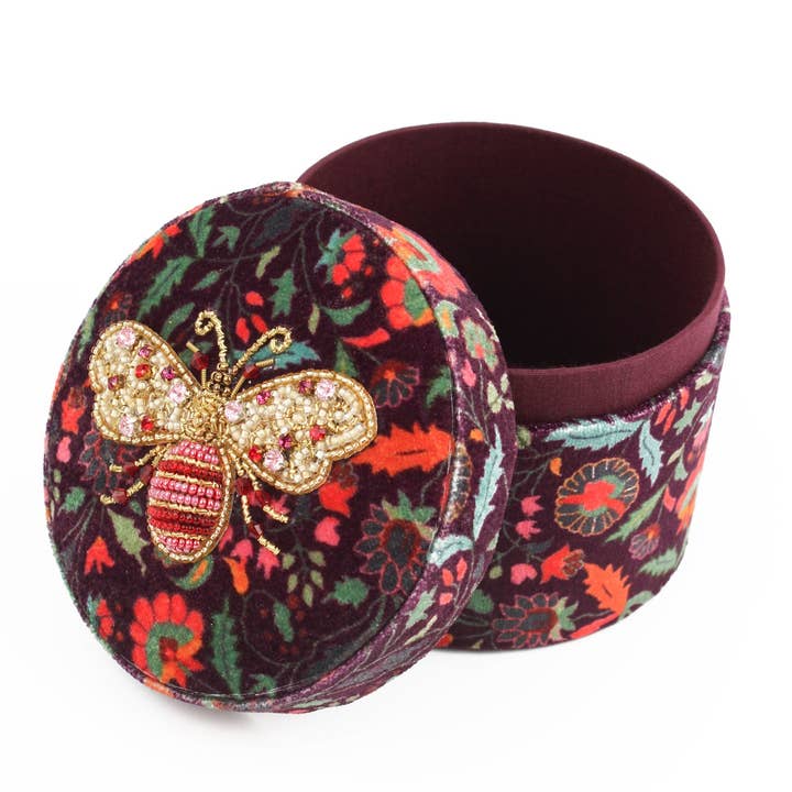 My Doris - Vente Boîtes décoratives - Boîte en velours rose et or à motif d'abeille2