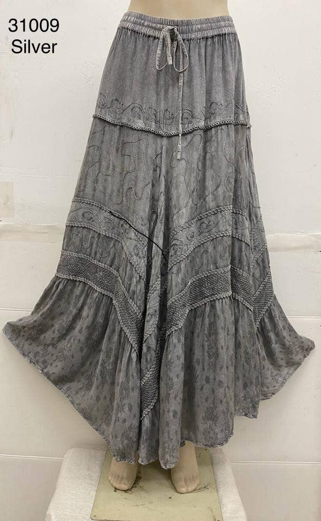 JUST CRUISING - India Casual Designs - Wholesale Skirt - Women's - Handcrafted Maxi Skirt with Intricate Embroidery Detailing9
