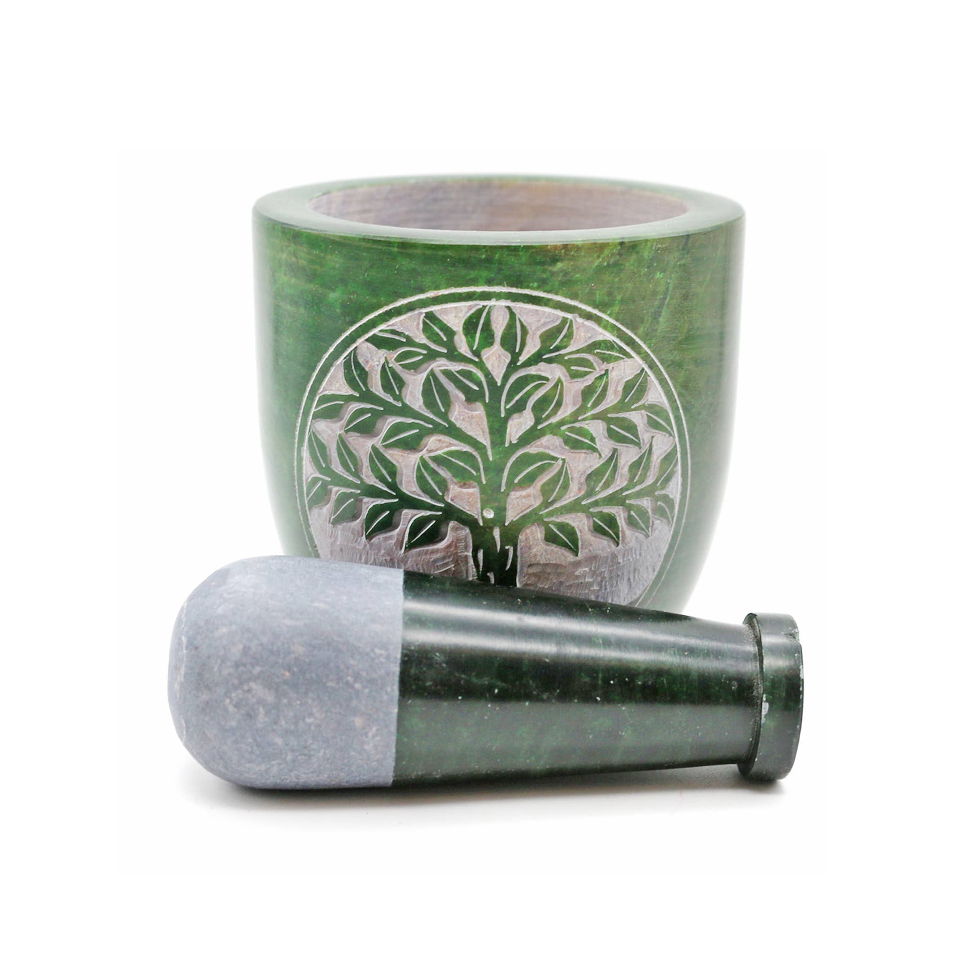Designs by Deekay Inc. - Wholesale Mortar & Pestle - Soapstone Mortar & Pestle - Green Tree of Life (Tall)2