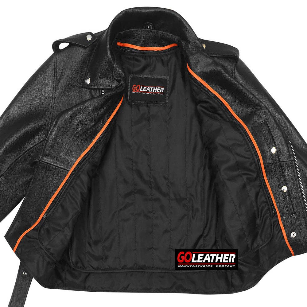 Goleather – wholesale Leather jacket – Men′s – GO730 - Mens Classic MC Style Jacket5