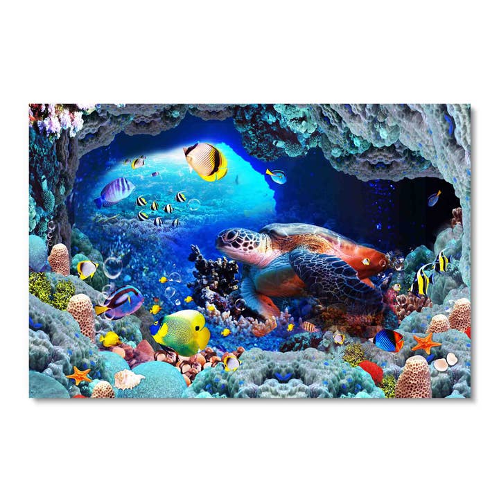 Cave du récif de corail, art mural acrylique pour la vente par ART BLVD