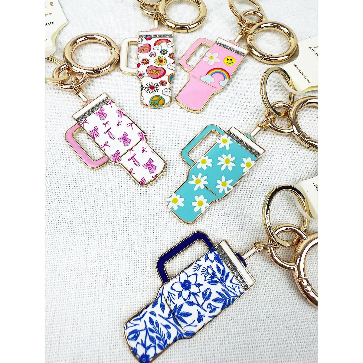 Love and Repeat - Wholesale Keychain - Unisex - Tumbler Shaped Enamel with Bag Charm Key Chain12