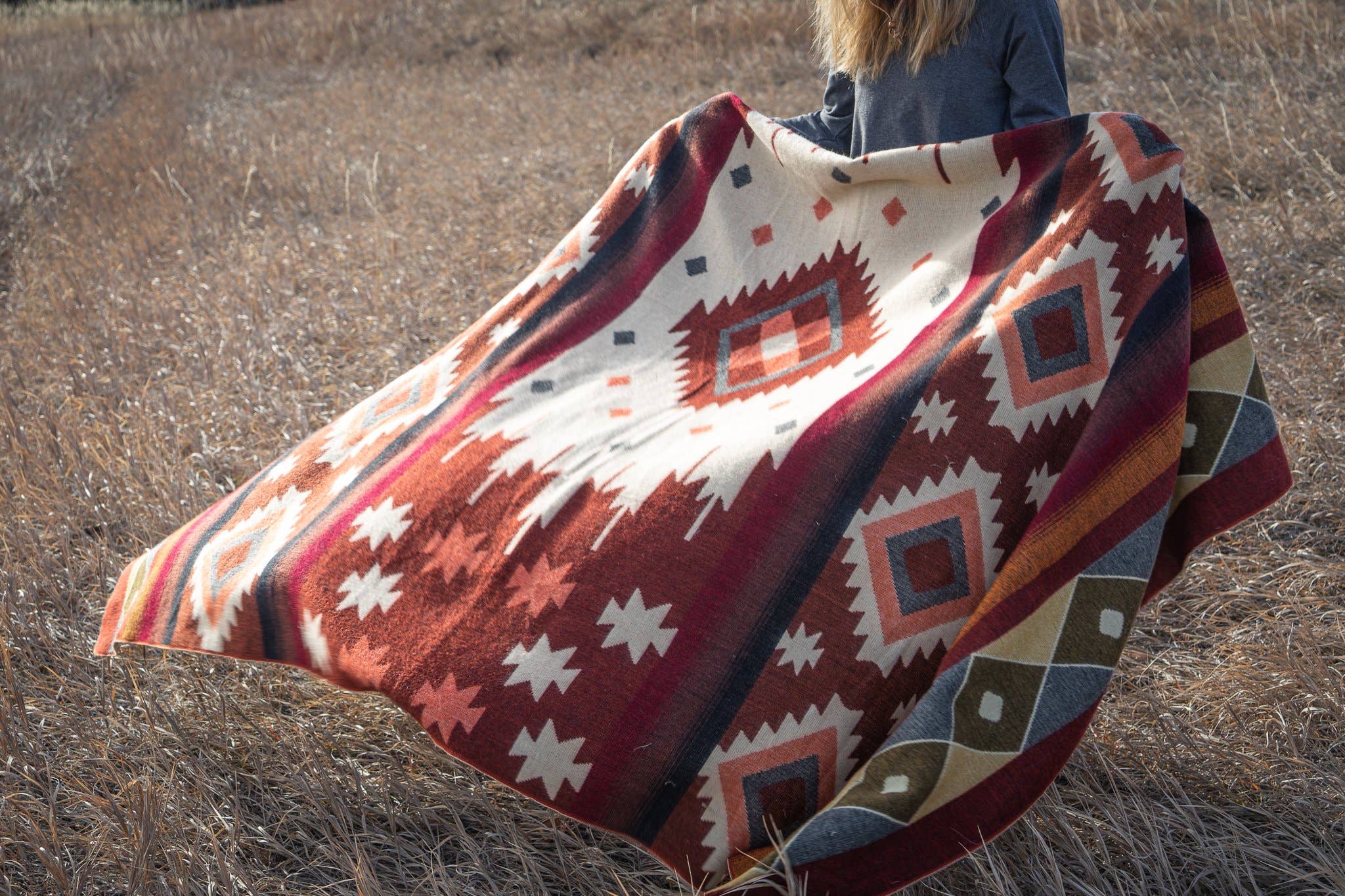 Alpaca Threadz - Wholesale Throw Blanket - Andean Alpaca Wool Blanket - Western - Rust6
