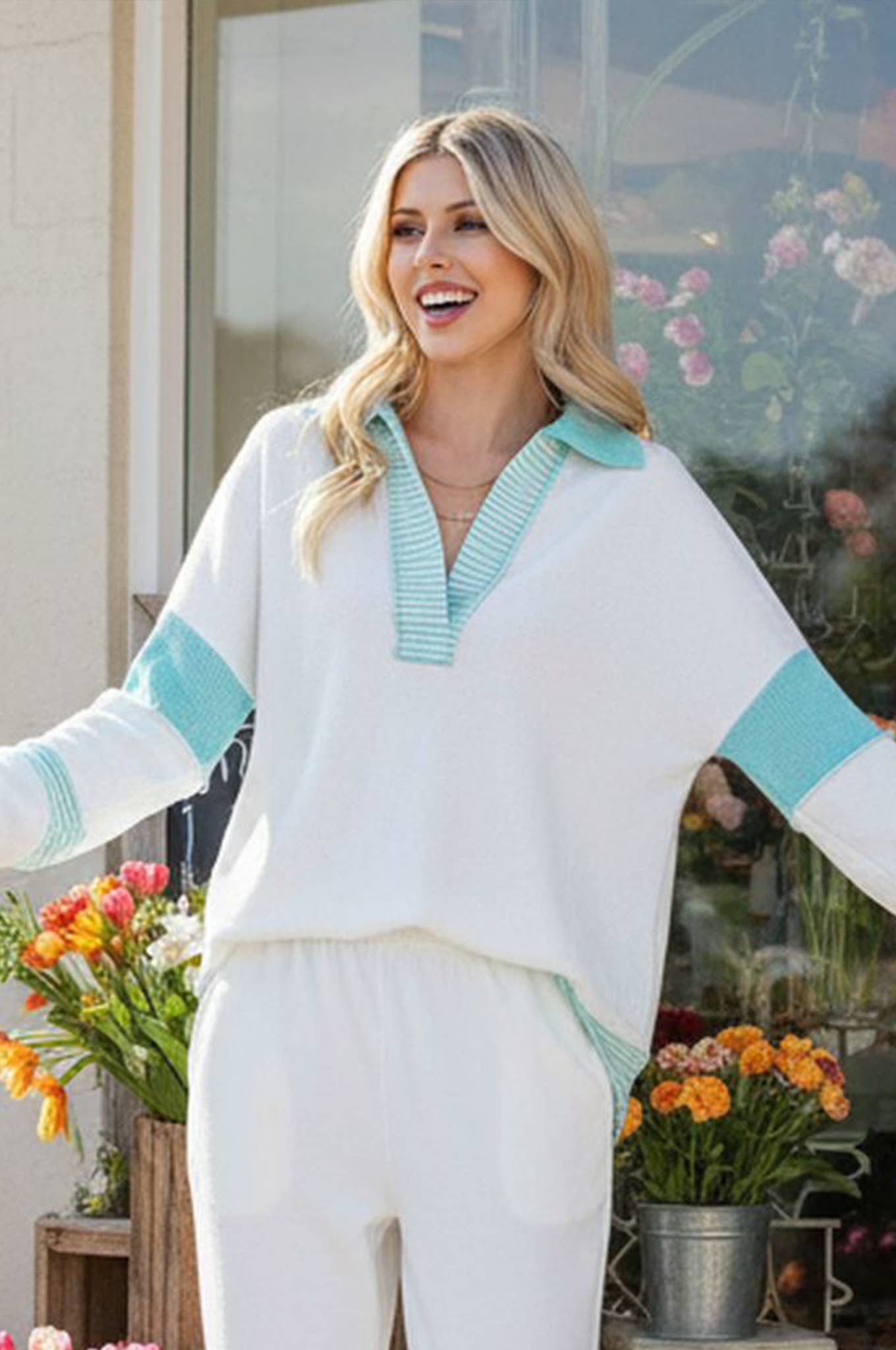 Burgundy Apparel - Wholesale Tunic - Women's - SOLID LOOSE FIT TOP WITH STRIPE CONTRAST5