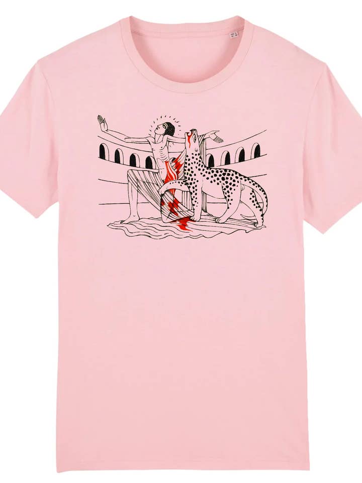Le Martyre de Saint Saturus par Eric Gill, 1928 - T-shirt en coton biologique pour la vente par Flashback Shop