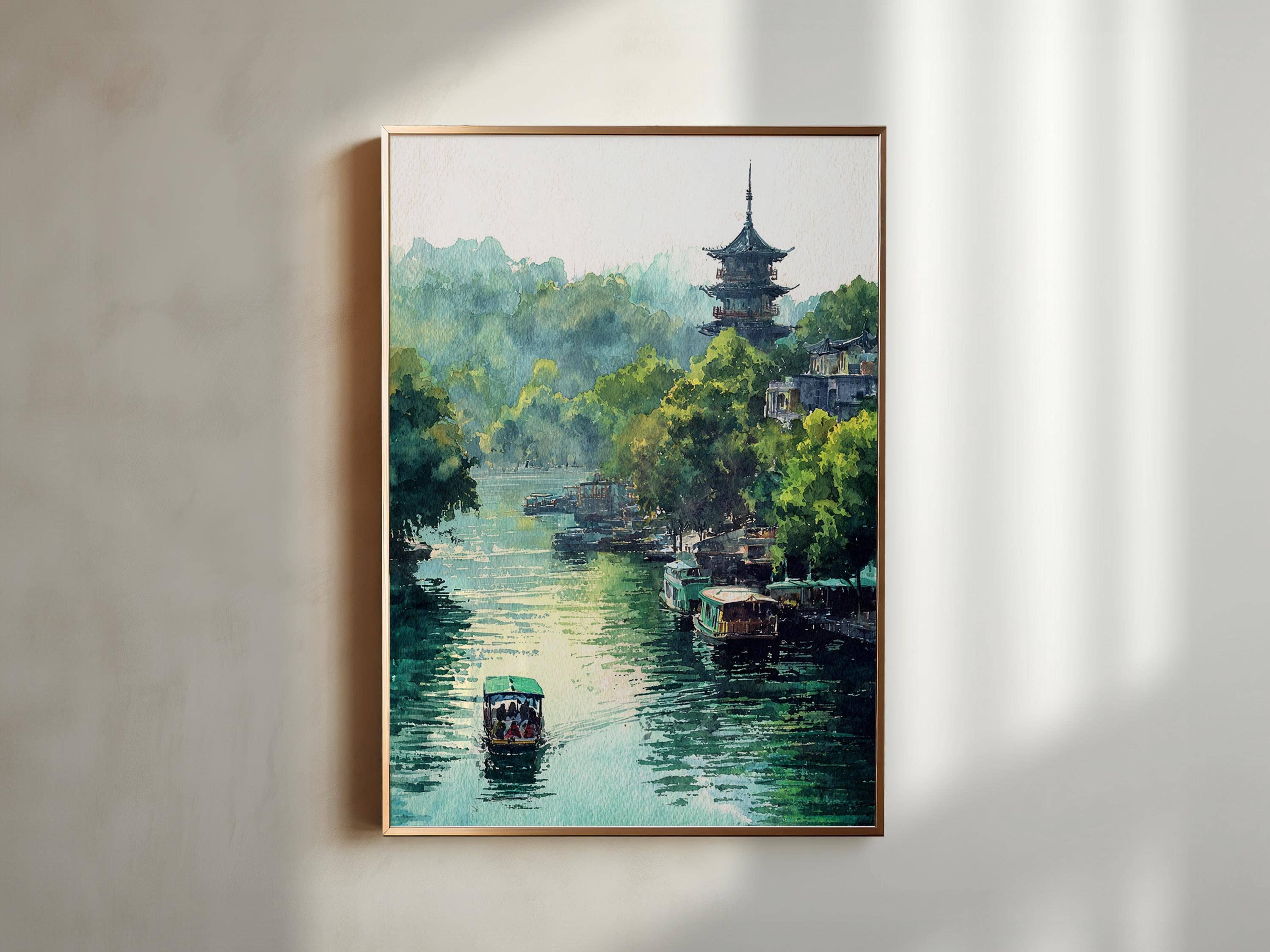 Premium Travel Art - Wholesale Art Print - Hangzhou China Watercolor Art Hangzhou Travel Print Hangzhou China Artwork Hangzhou Decor China Wall Art3