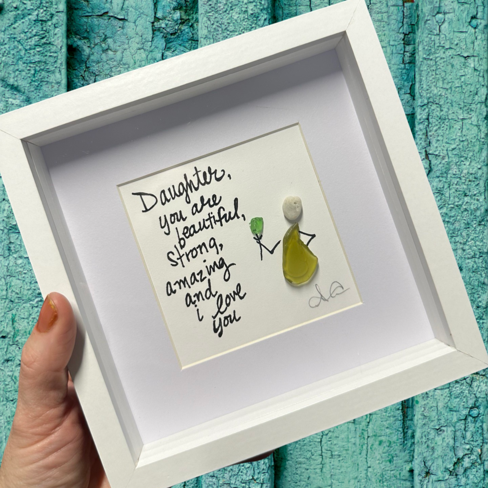 Back Bay Designs - Wholesale Art Print - Daughter I Love You MINI - Sea Glass Art - 6x6 Framed2