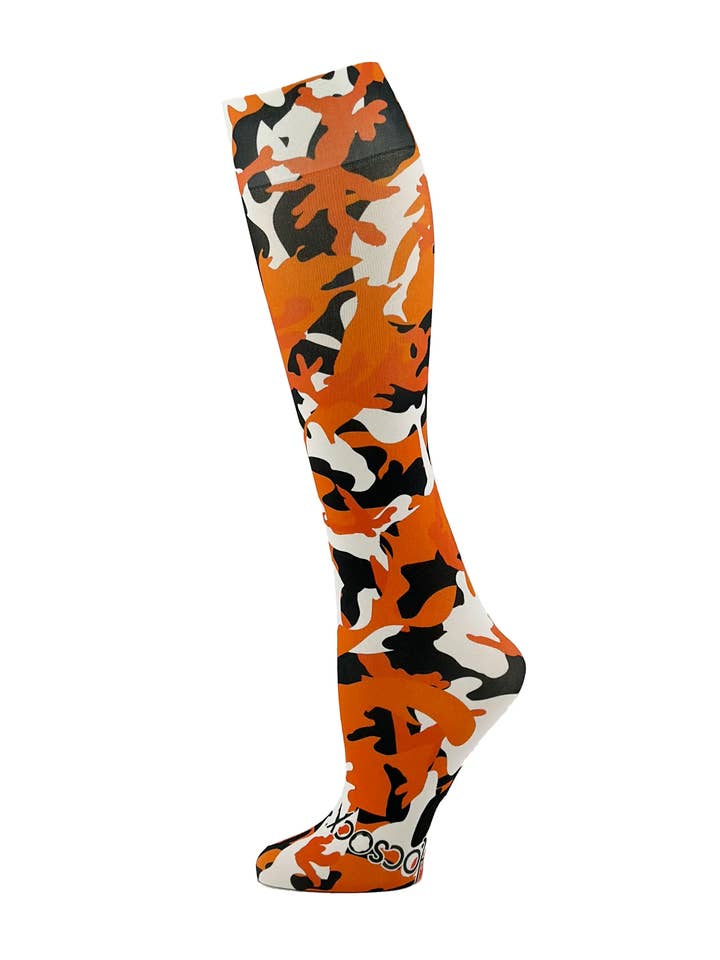 Orange Camo Athletic Socks for wholesale by Hocsocx, Inc.