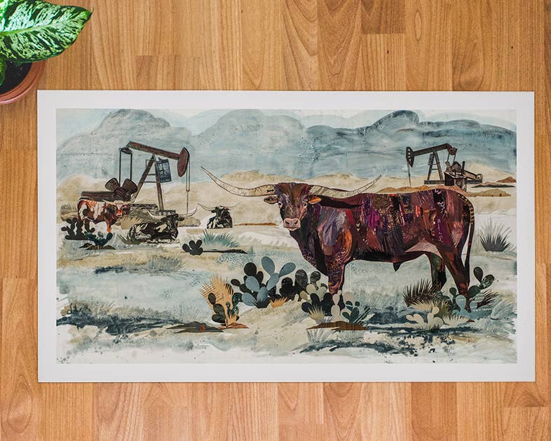 Dolan Geiman - Wholesale Art Print - Art Print | Oil & Gas Longhorn Wall Art | PUMPJACK KING2