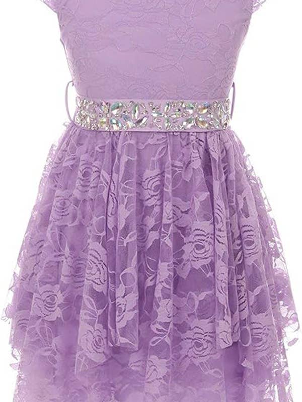 iGirlDress - Wholesale Dress - Kids - Girls Floral Lace Dress with Cubic Belt, Holiday Size 2-144