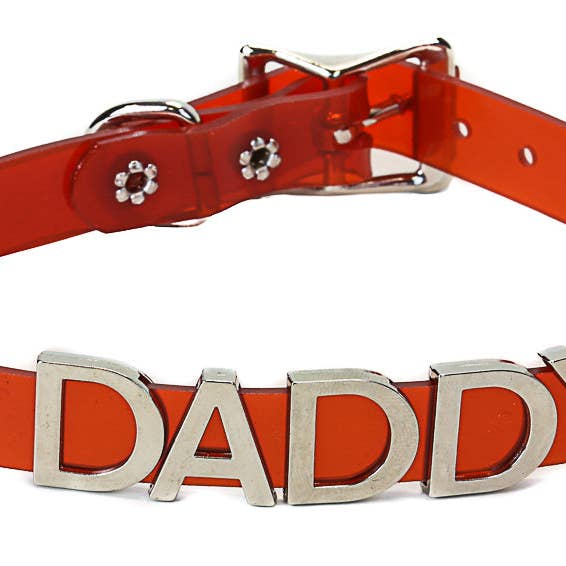 Funk Plus - Wholesale Choker/Collar - FC291VN-RED STAINLESS STEEL LETTER WORDS ID RED VINYL NAME CHOKER