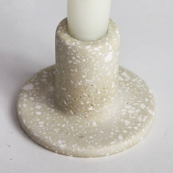 Candlestick Holder- BEIGE for wholesale by Terrazzo Parazo