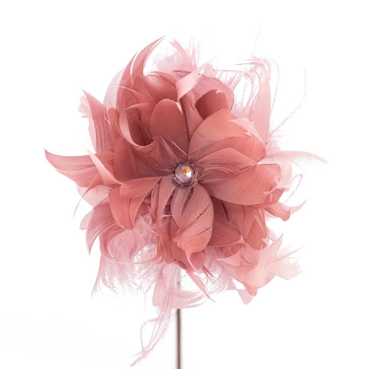 Zucker Feather Products - Wholesale Artificial Flowers - Goose/Turkey/Ostrich Feather Floral Pick w/Rhinestone Rose