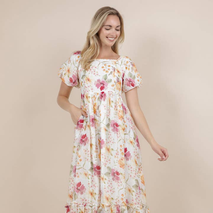 Greta Maxi Dress in Floral White and other Purchase Wholesale greta. Free Returns & Net 60 Terms on Faire trending on Faire.