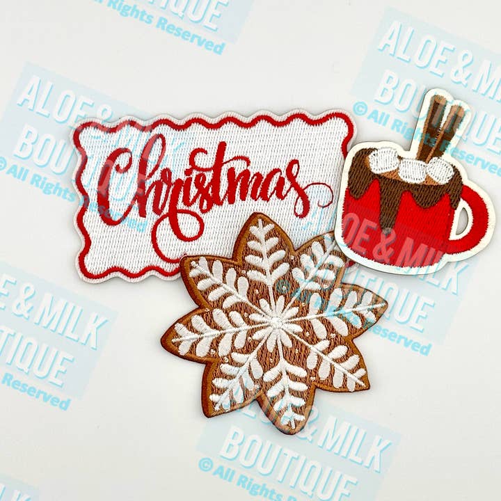 Aloe and Milk Boutique - Wholesale Patch - Christmas Script Patch, santa, iron on patches3