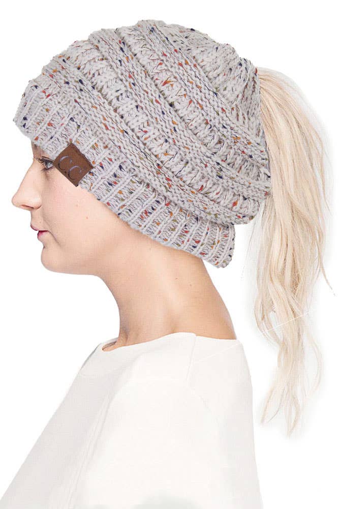 Hana - Wholesale Beanie - Women's - C.C Confetti Ponytail Messy Bun Beanie19