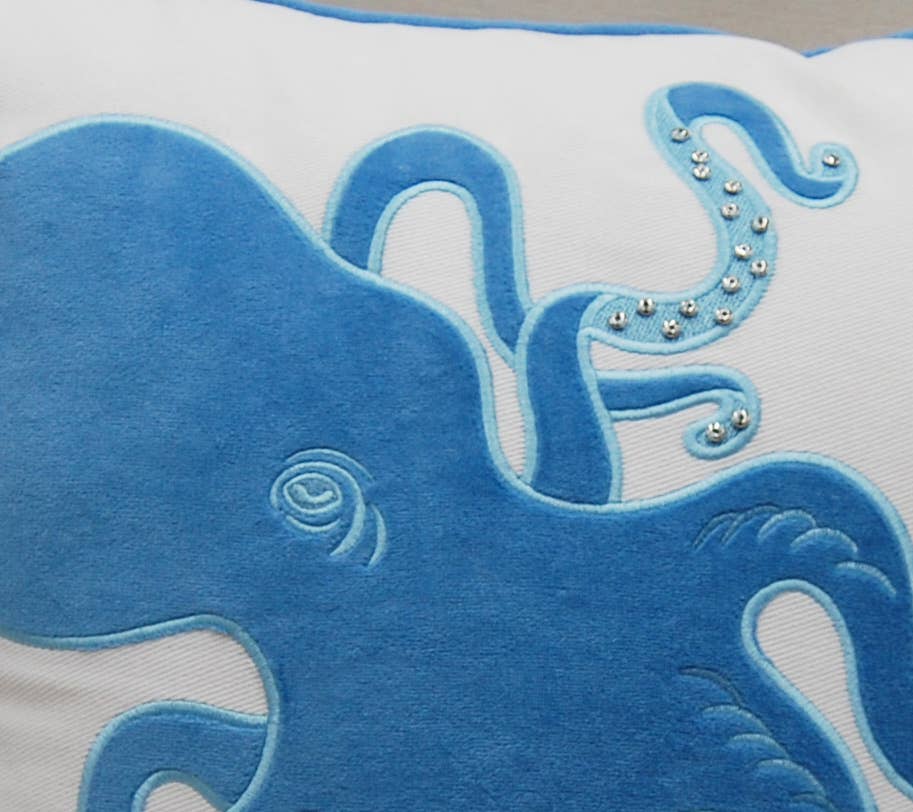 Rightside Design - Wholesale Throw/Decorative Pillow - Blue Inkling Octopus Velvet Indoor Throw Pillow3