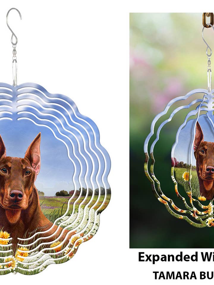 Doberman Red Style 2 Cropped - Wind Spinner for wholesale by Pet Gifts USA, LLC
