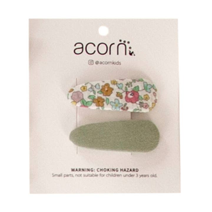 Floral Hair Clip Sage for wholesale by Acorn Kids