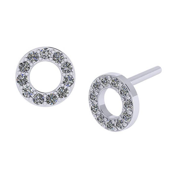 Cirkel øreringe med zirkoner, rhod. sølv for engroshandel hos Vanbelle
