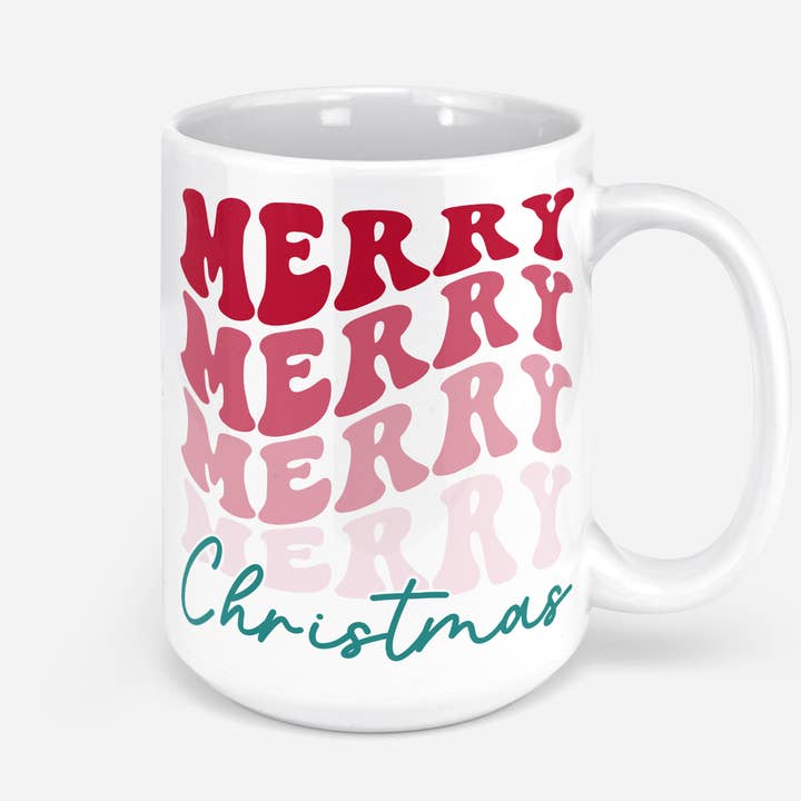 Retro Merry Christmas Ceramic Coffee Tea Mug for wholesale by Quotable Life