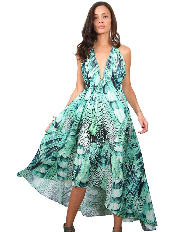 Green Feather - Maxi Dress for wholesale by Lotta Stensson