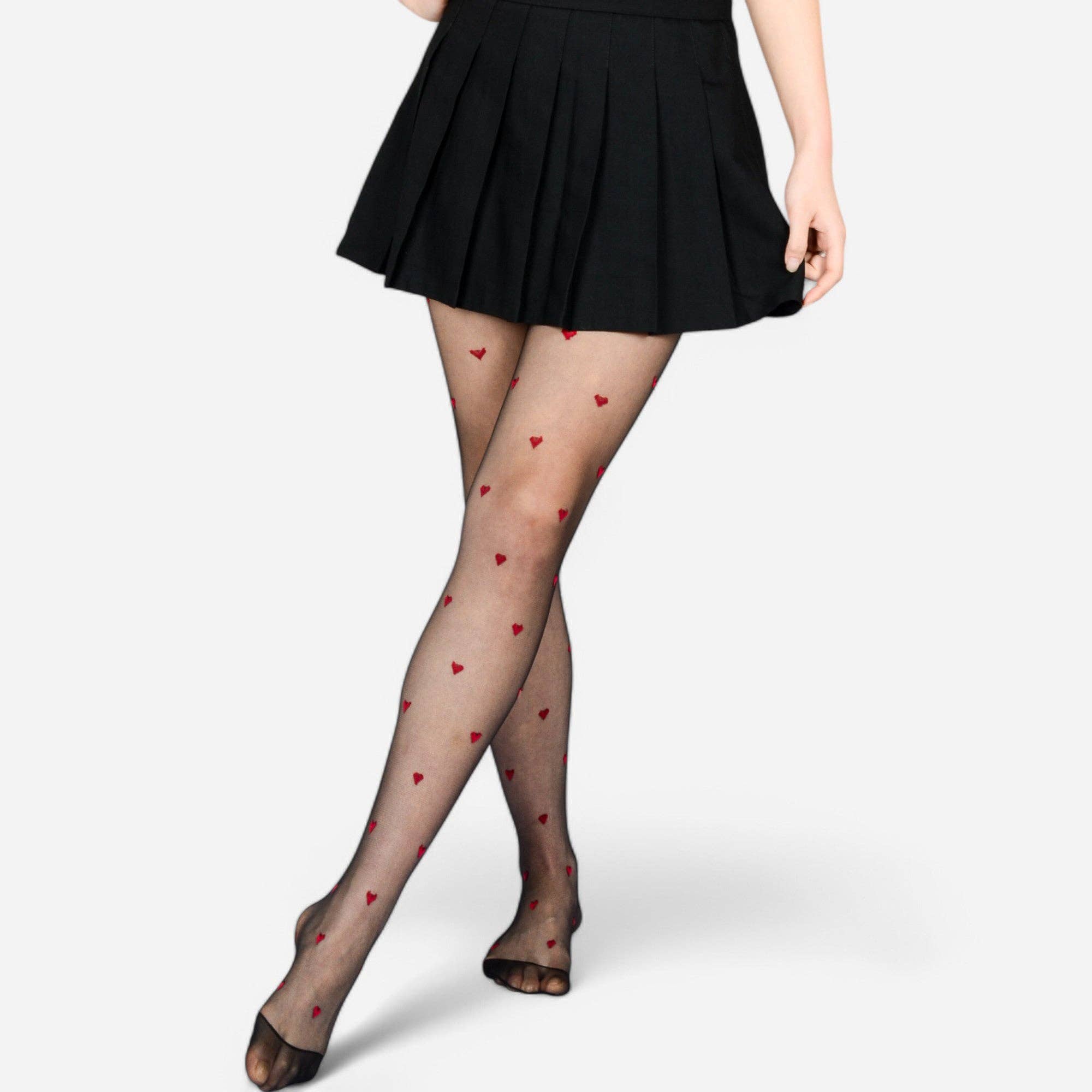 Sheer Heart Pattern Tights with Delicate Allover Embroidery for wholesale on Faire5