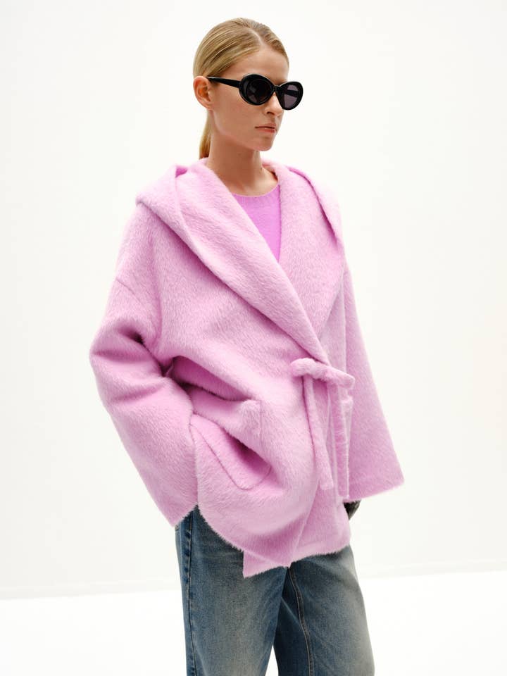 Urlazh - Wholesale Fur/Faux Fur Coat - Women's - Bow Button Alpaca Coat4