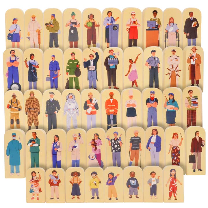 48 pièces figurines en bois de personnes aidantes communautaires pour la vente par Twinkle Toys LLC