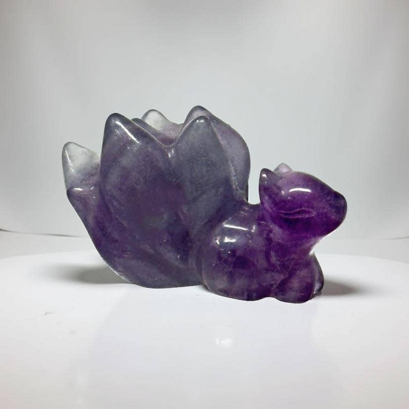 Crystal Deal· Wholesale Crystals & Gifts - Wholesale Spiritual Stone/Crystal - 9-Tail Fox Carving Fluorite - 3 per lot ON SALE!1
