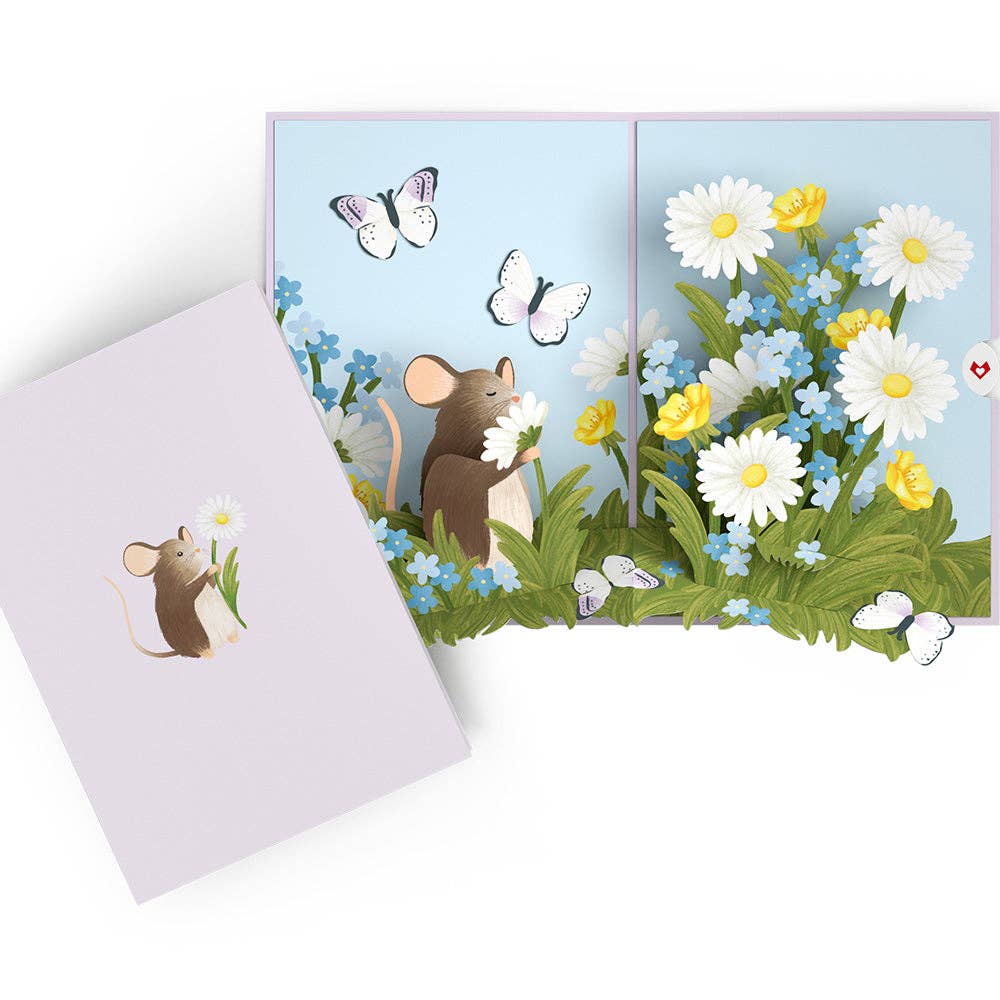 Lovepop Cards - Wholesale Everyday Greeting Card - Field Mouse in the Flowers Pop-Up Card 5x7"2