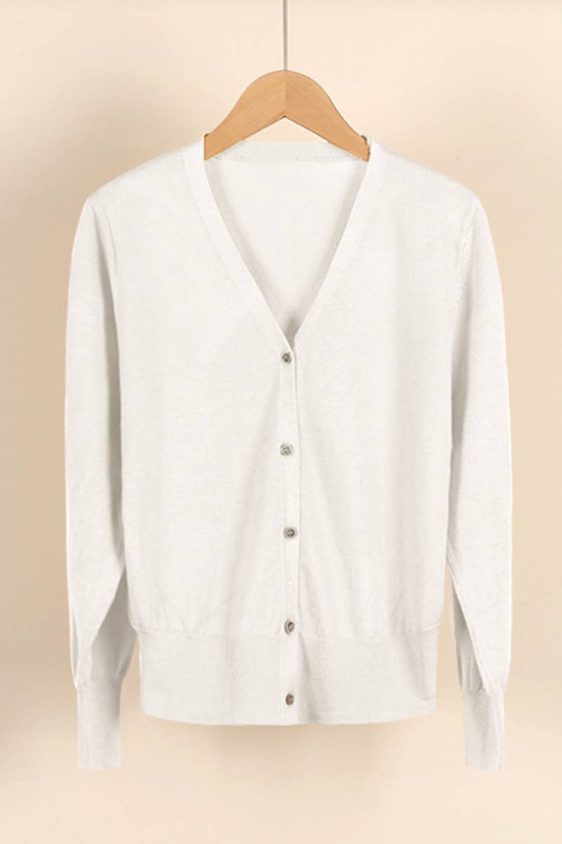 NINEXIS - Wholesale Cardigan - Women's - CWOCAL0333_Button Down Sleeve  V-Neck Cardigan Sweater0