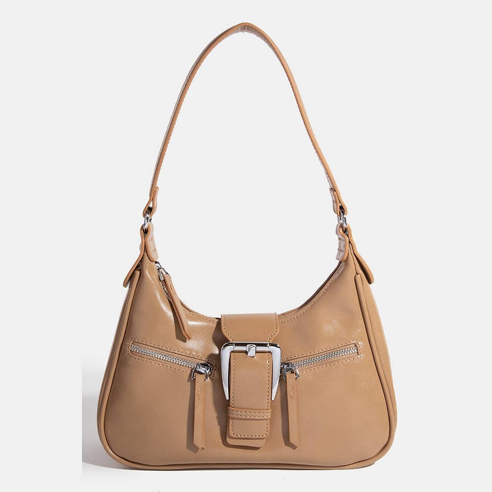 Collections by Fame Accessories - Wholesale Crossbody Bag - Women's - Large Buckle Triple Zipper Hand Bag0