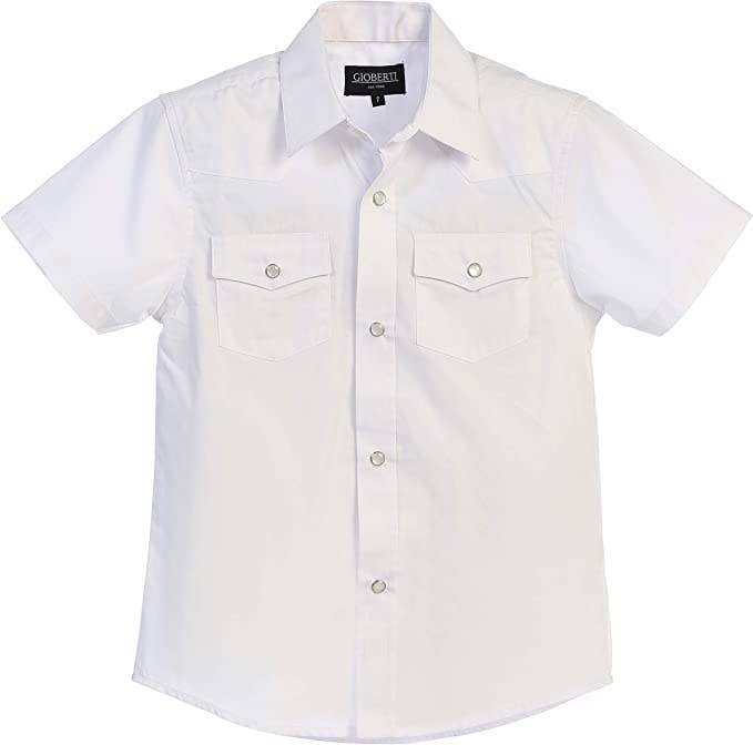 b-one inc - Wholesale Button Down Shirt - Men's - Men's Casual Western Solid Short Sleeve Shirt with Pearl Snaps GB-SS95W4