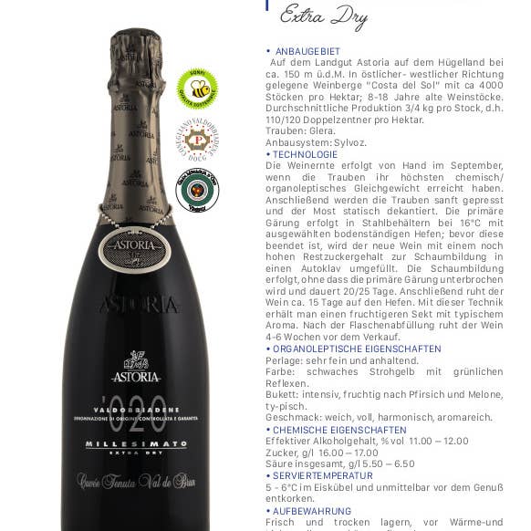 Metina SAS - Wholesale Champagne/Sparkling Wine - Vintage Prosecco Superiore Valdobbiadene Astoria 75 cl.5
