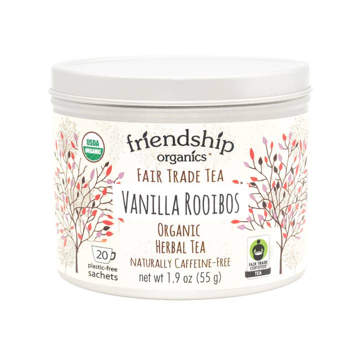 Vanilla Rooibos Herbal Tea, Organic and Fair Trade Certified for wholesale by Friendship Organics