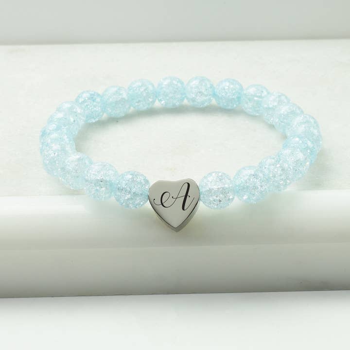 Crystal Initial Stretch Bracelet By Pink Box for wholesale by Pink Box